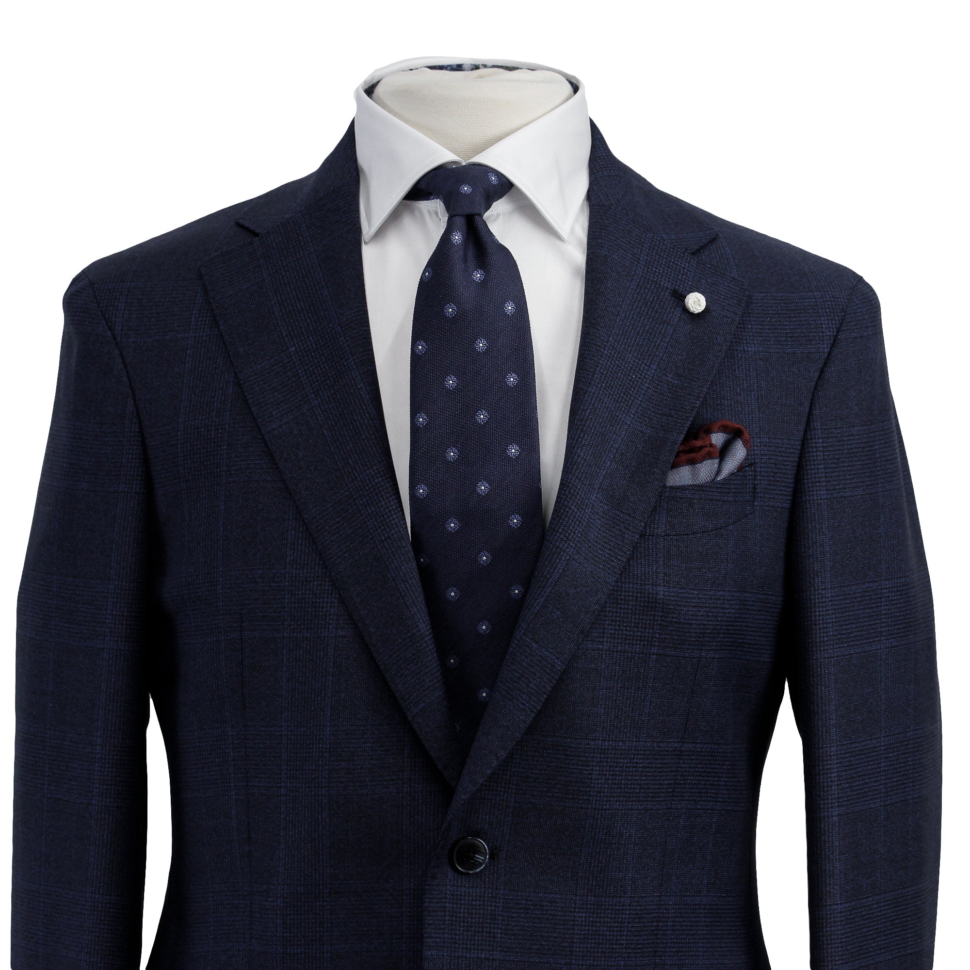 Navy Check Drago Wool Dream Fit Suit - Luigi Bianchi