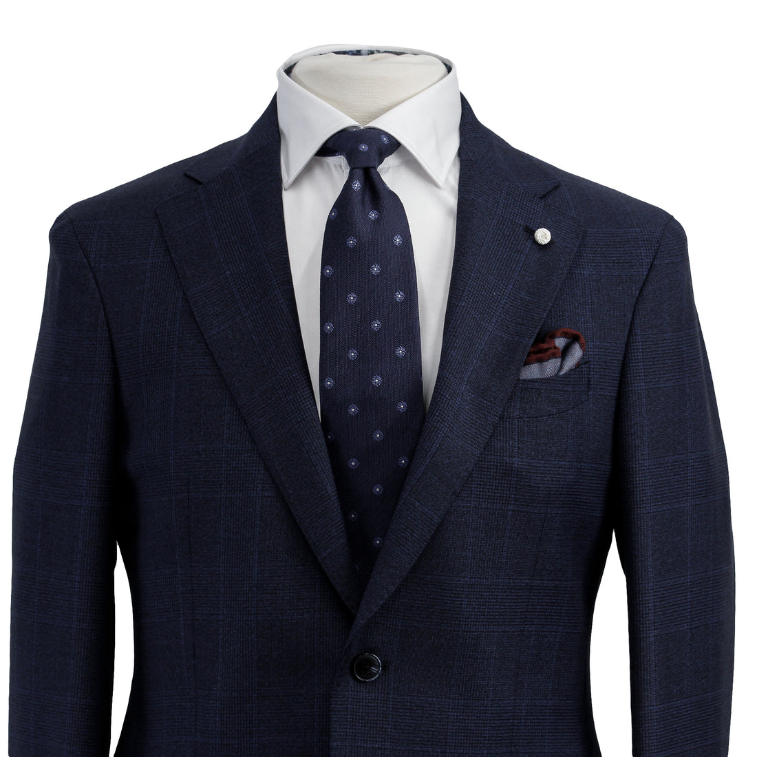 Navy Check Drago Wool Dream Fit Suit - Luigi Bianchi