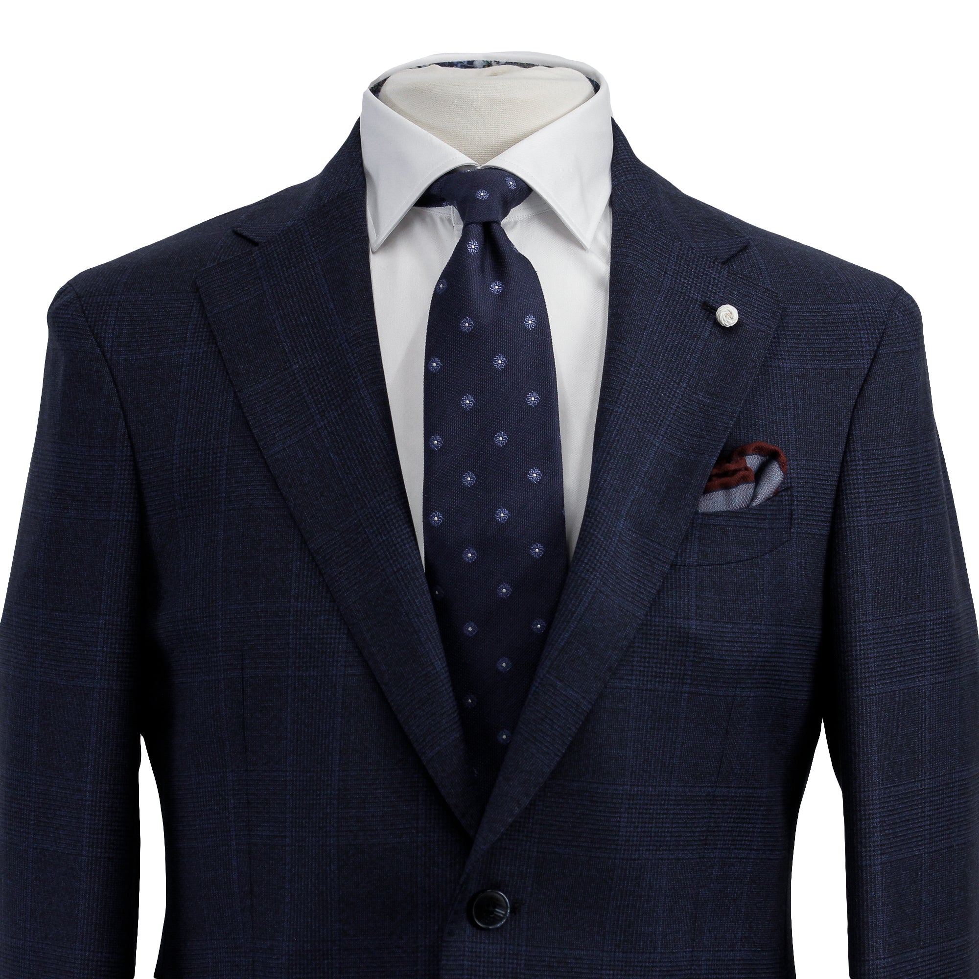 Navy Check Drago Wool Dream Fit Suit - Luigi Bianchi