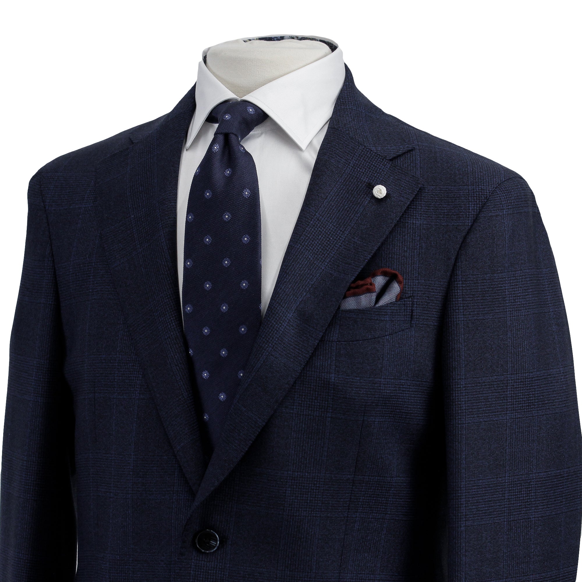 Navy Check Drago Wool Dream Fit Suit - Luigi Bianchi