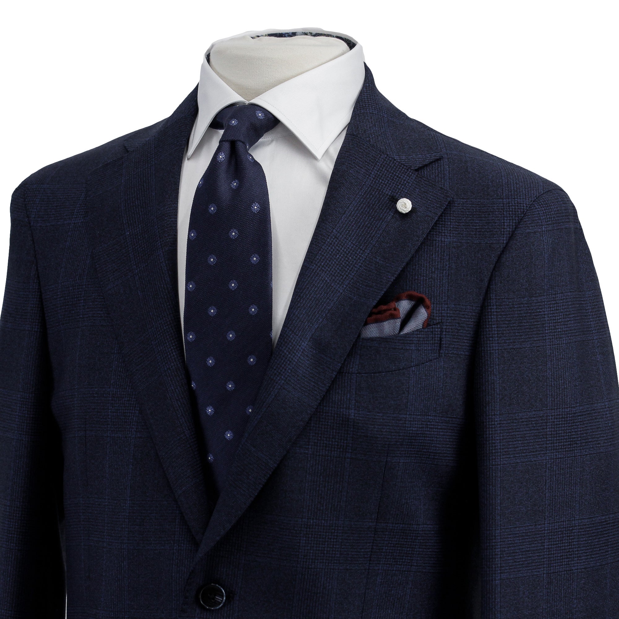 Navy Check Drago Wool Dream Fit Suit - Luigi Bianchi