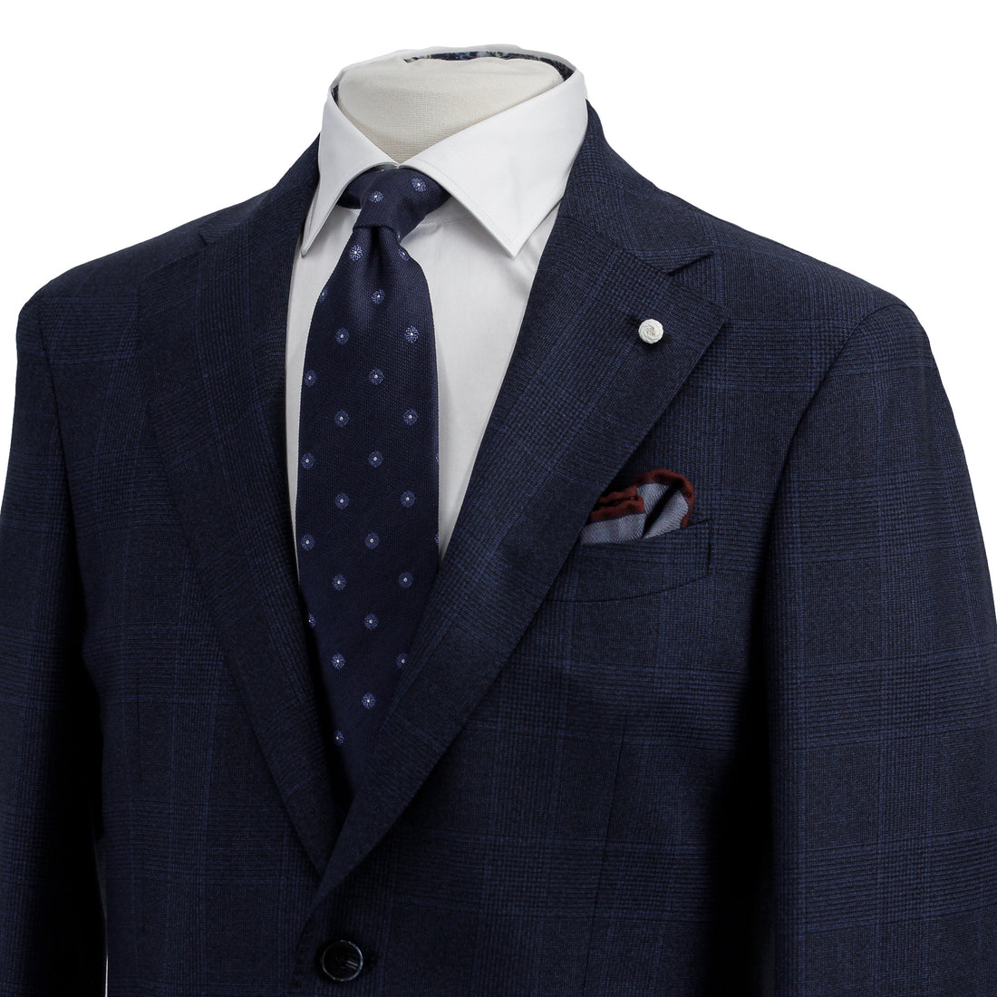 Navy Check Drago Wool Dream Fit Suit - Luigi Bianchi