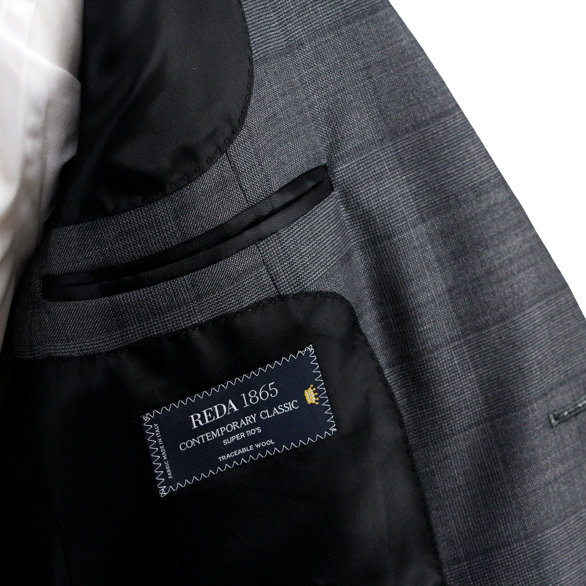 Charcoal Windowpane Wool Contemporary Fit Suit - Luigi Bianchi