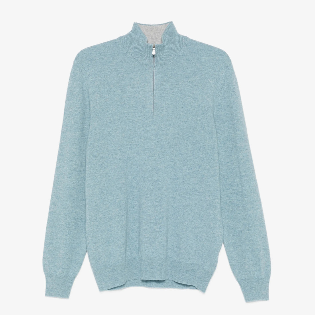 Aqua Blue Wool/Cashmere/Viscose Half Zip Sweater - GRAN SASSO