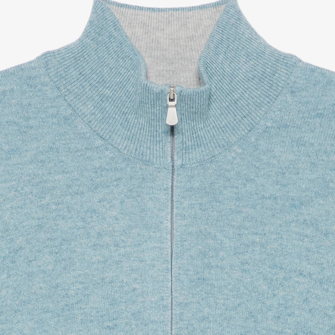 Aqua Blue Wool/Cashmere/Viscose Half Zip Sweater - GRAN SASSO