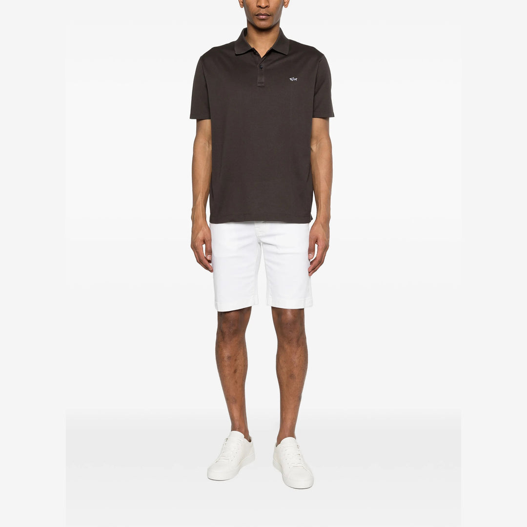 Dark Brown Double Piqué Cotton Polo Shirt - Paul & Shark - Boutique Jacques International
