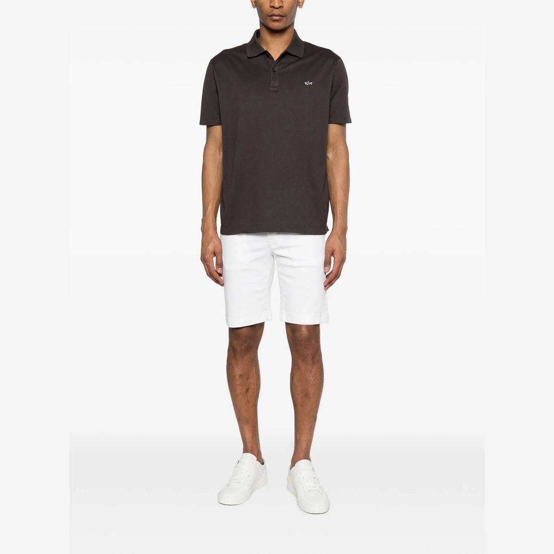 Dark Brown Double Piqué Cotton Polo Shirt - Paul & Shark - Boutique Jacques International