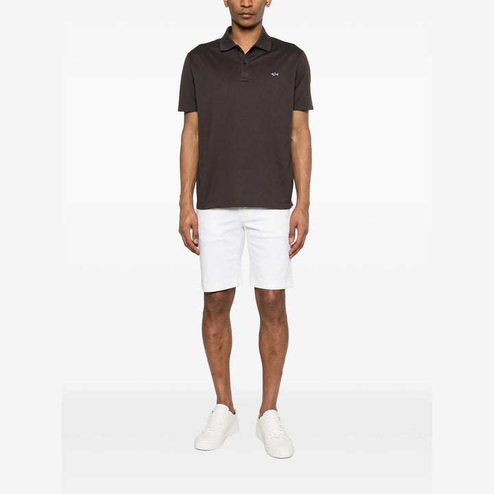 Dark Brown Double Piqué Cotton Polo Shirt - Paul & Shark - Boutique Jacques International