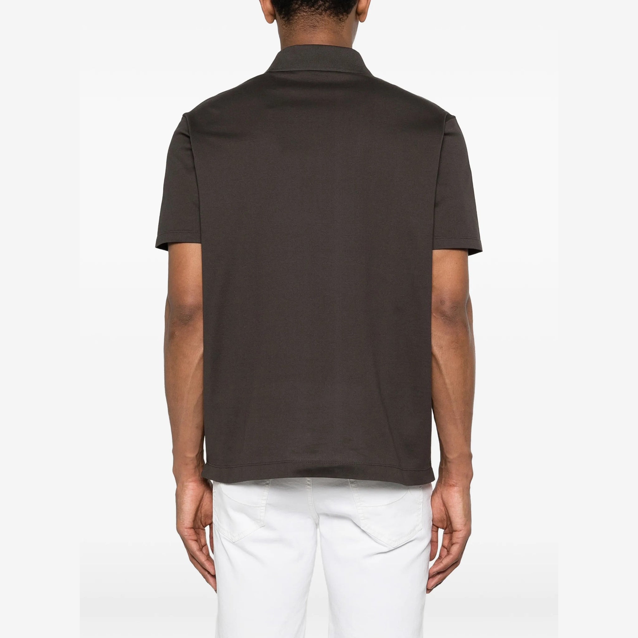 Dark Brown Double Piqué Cotton Polo Shirt - Paul & Shark - Boutique Jacques International