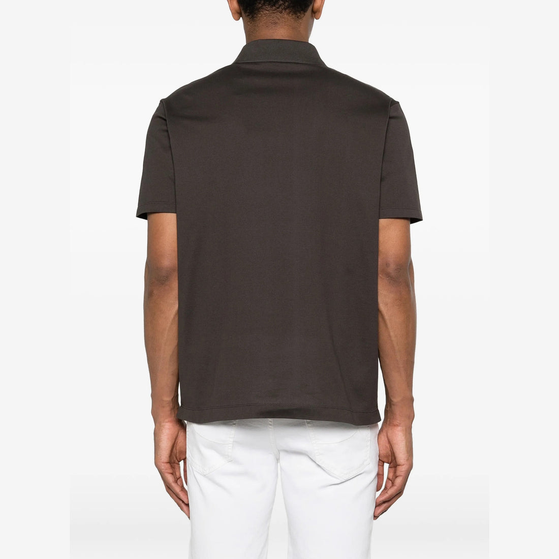 Dark Brown Double Piqué Cotton Polo Shirt - Paul & Shark - Boutique Jacques International