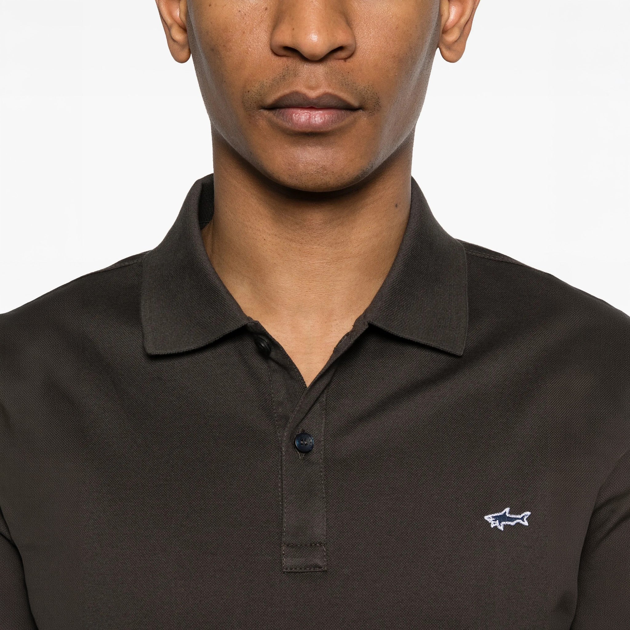 Dark Brown Double Piqué Cotton Polo Shirt - Paul & Shark - Boutique Jacques International