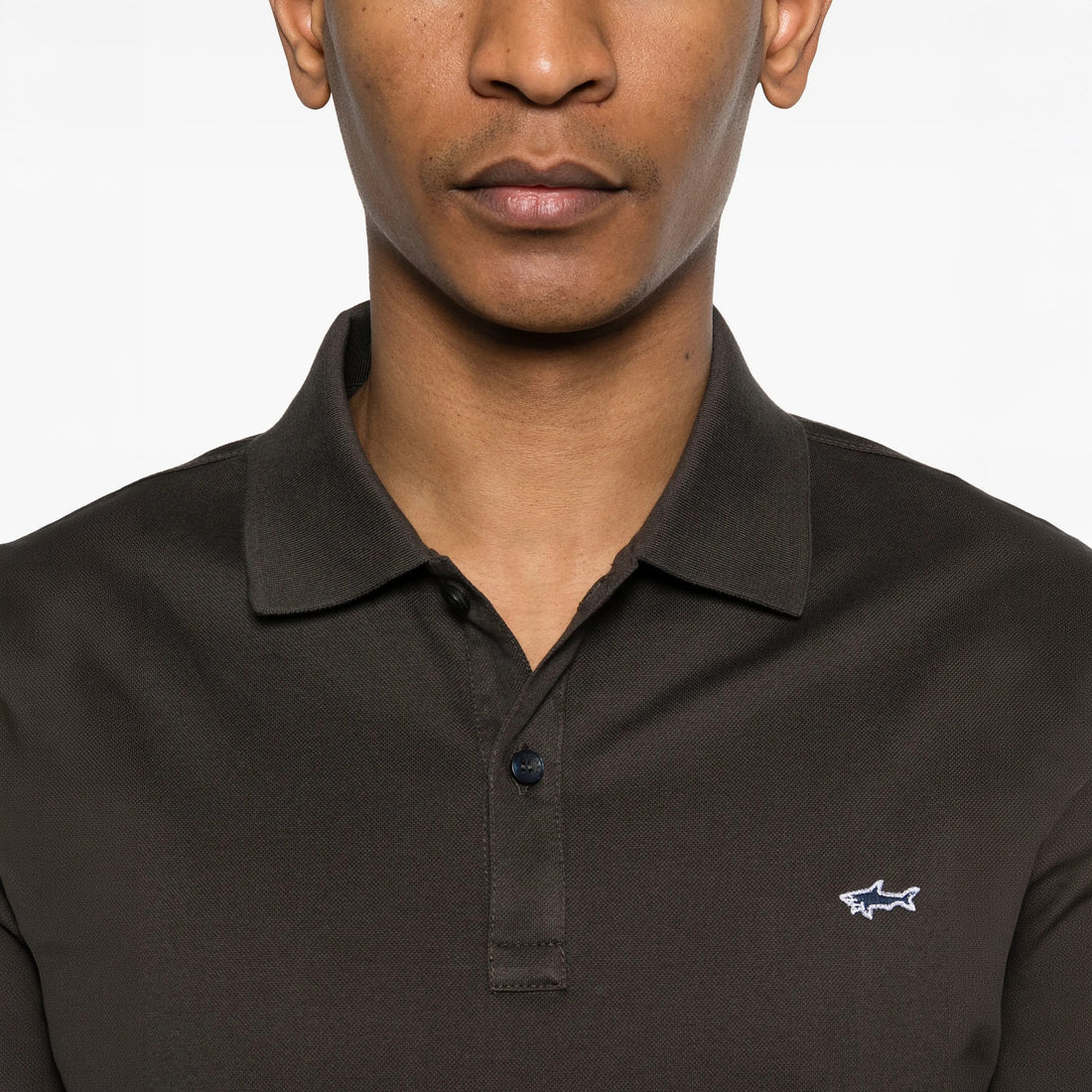 Dark Brown Double Piqué Cotton Polo Shirt - Paul & Shark - Boutique Jacques International