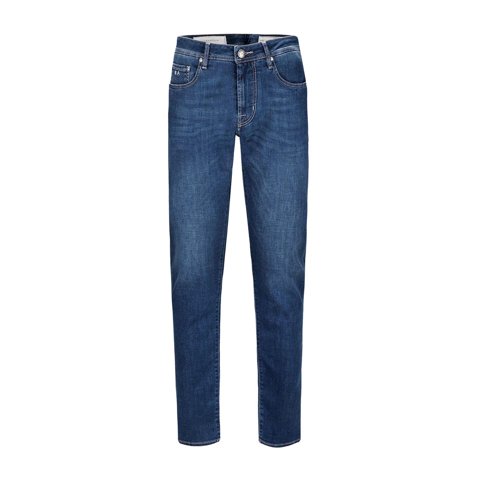 Mid Blue Racing-Motif Leonardo Slim Fit Super-Stretch Denim - TRAMAROSSA - Boutique Jacques International