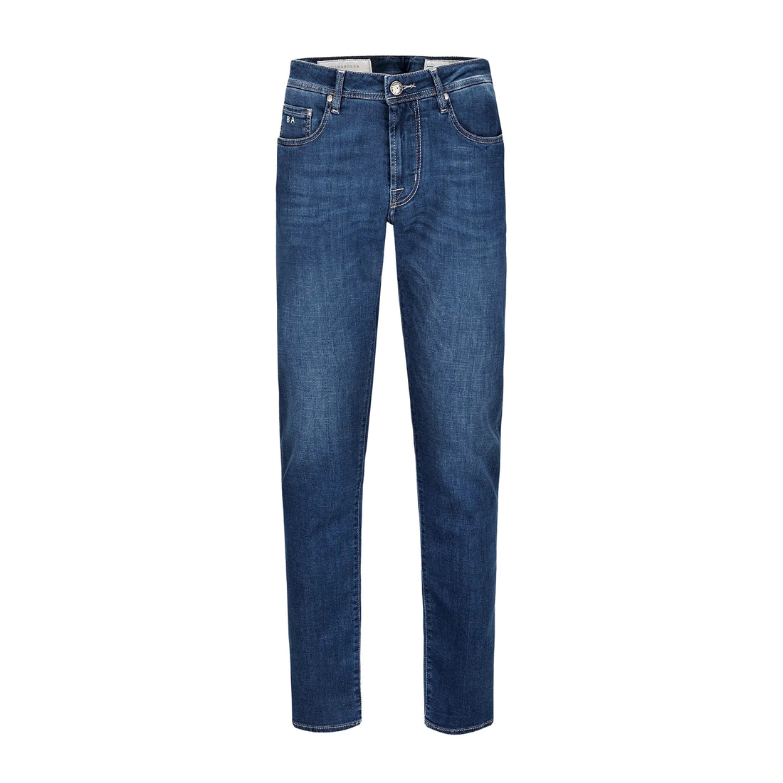 Mid Blue Racing-Motif Leonardo Slim Fit Super-Stretch Denim - TRAMAROSSA - Boutique Jacques International