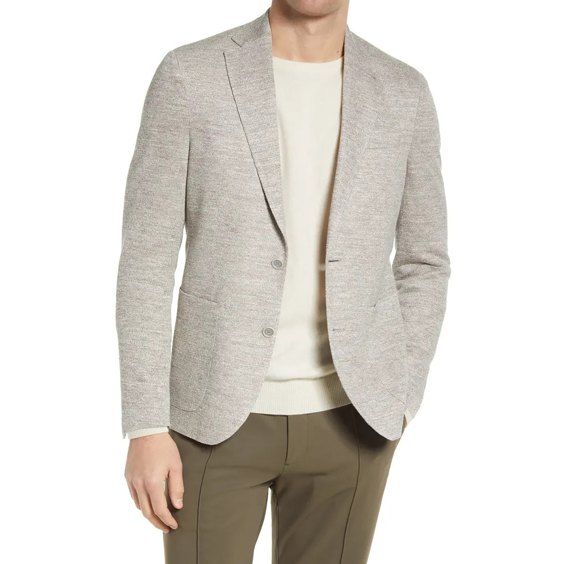 Oatmeal Mouliné Hampton Contemporary Fit Linen Knit Sport Jacket - Jack Victor
