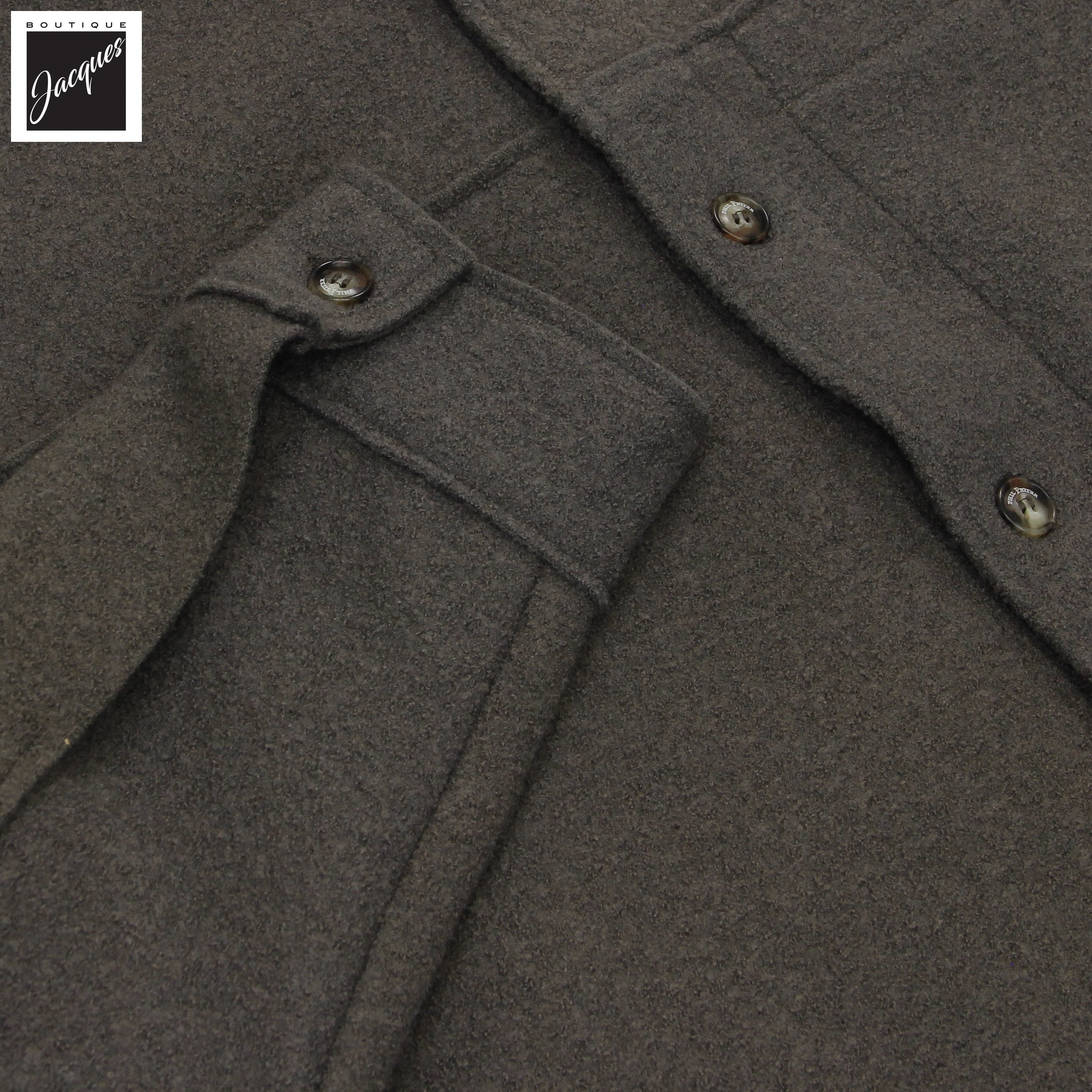 Mushroom Brown Boiled Wool Laser Cut Overshirt - Phil Petter