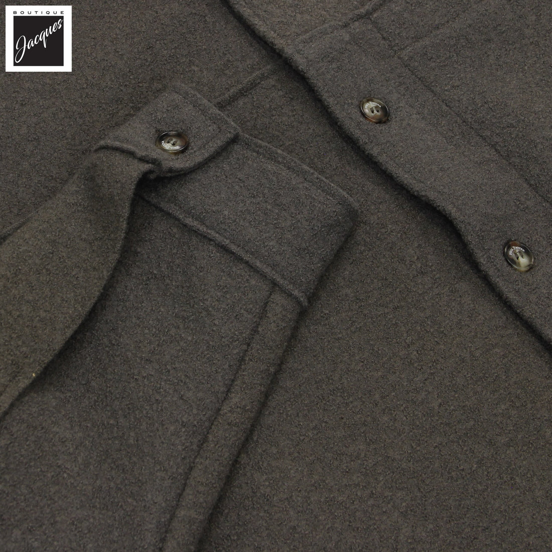 Mushroom Brown Boiled Wool Laser Cut Overshirt - Phil Petter