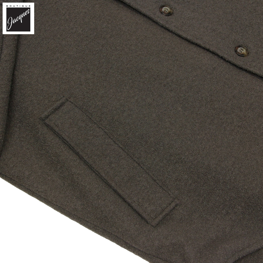 Mushroom Brown Boiled Wool Laser Cut Overshirt - Phil Petter