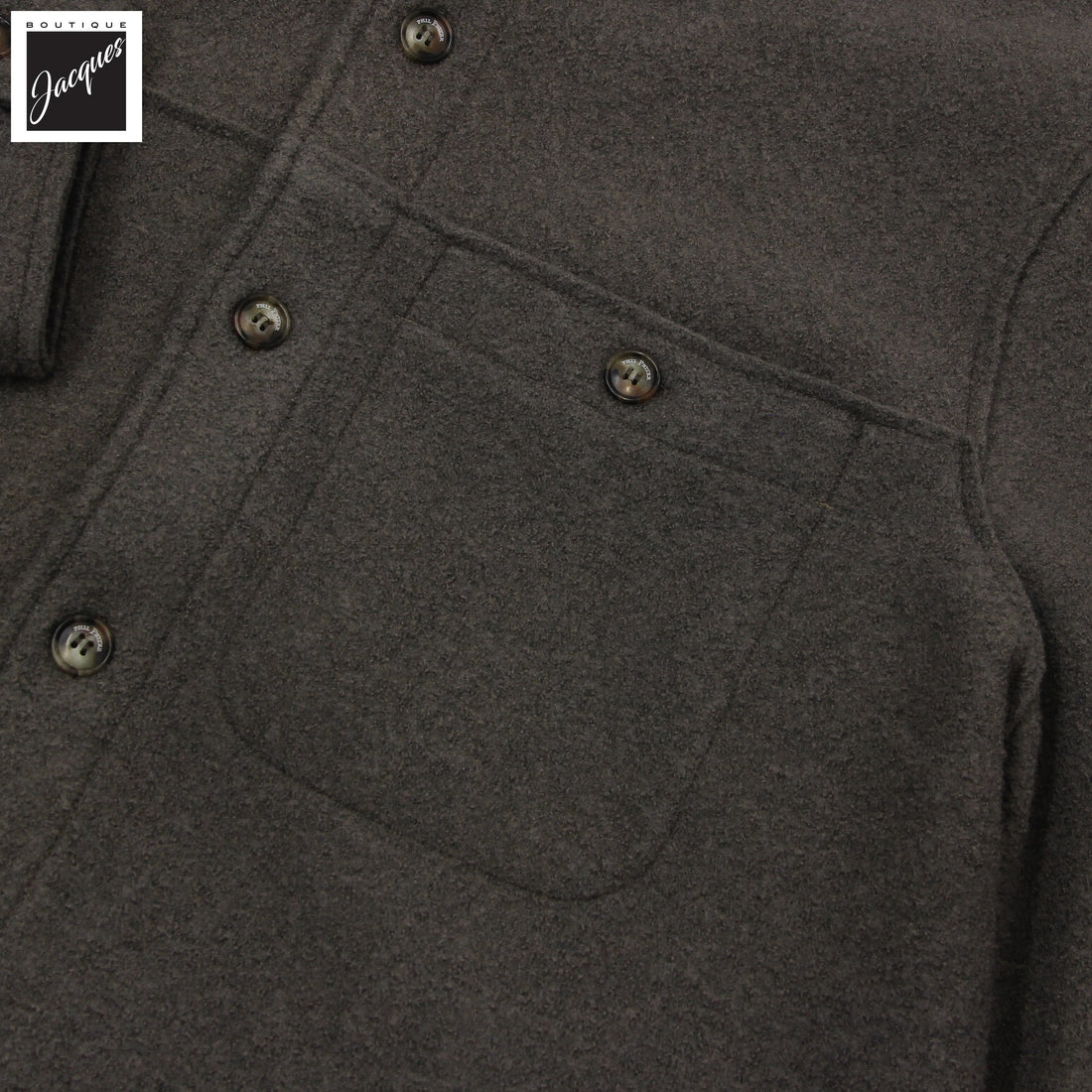 Mushroom Brown Boiled Wool Laser Cut Overshirt - Phil Petter