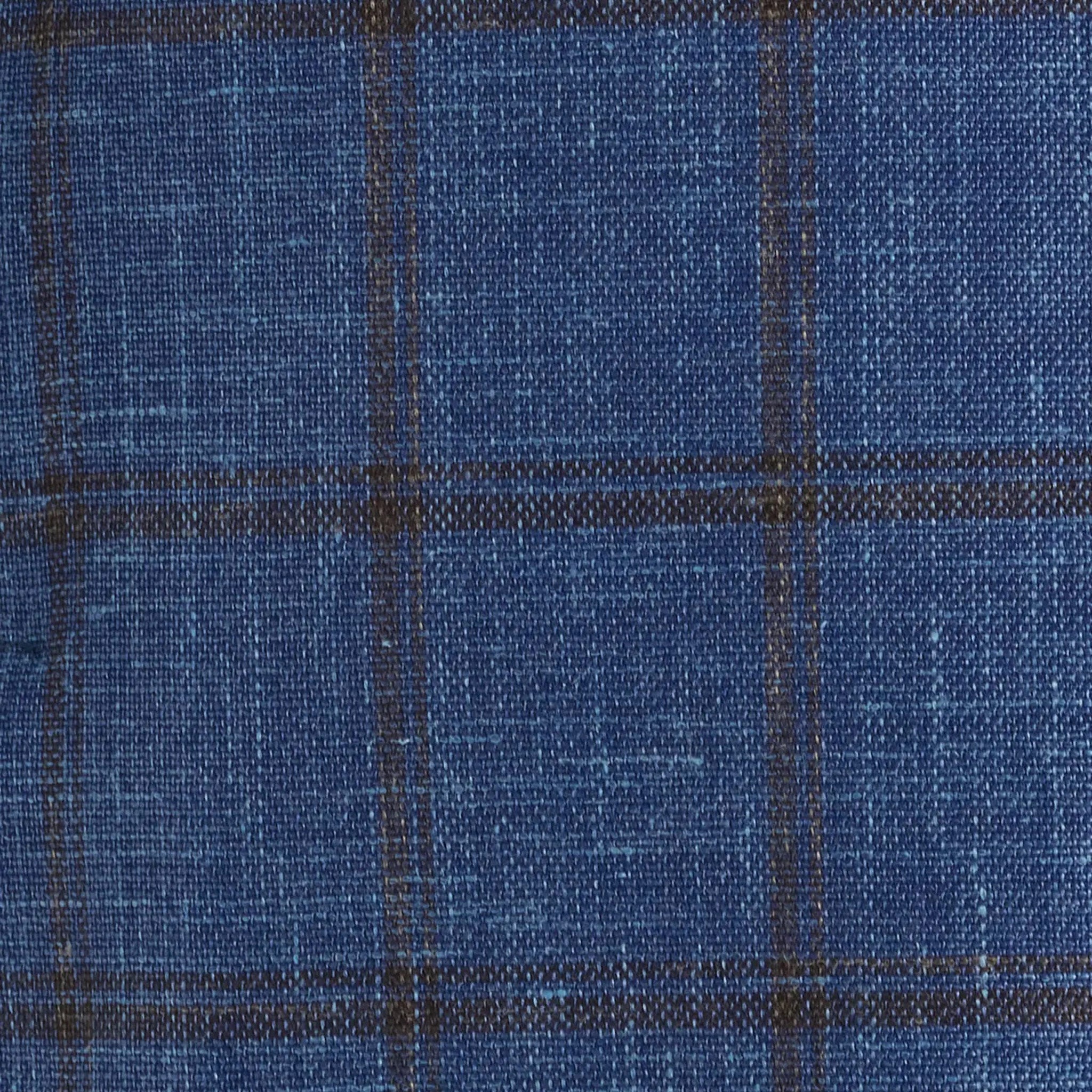 Blue & Brown Check Wool/Silk/Linen Hampton Contemporary Fit Sport Jacket - Jack Victor