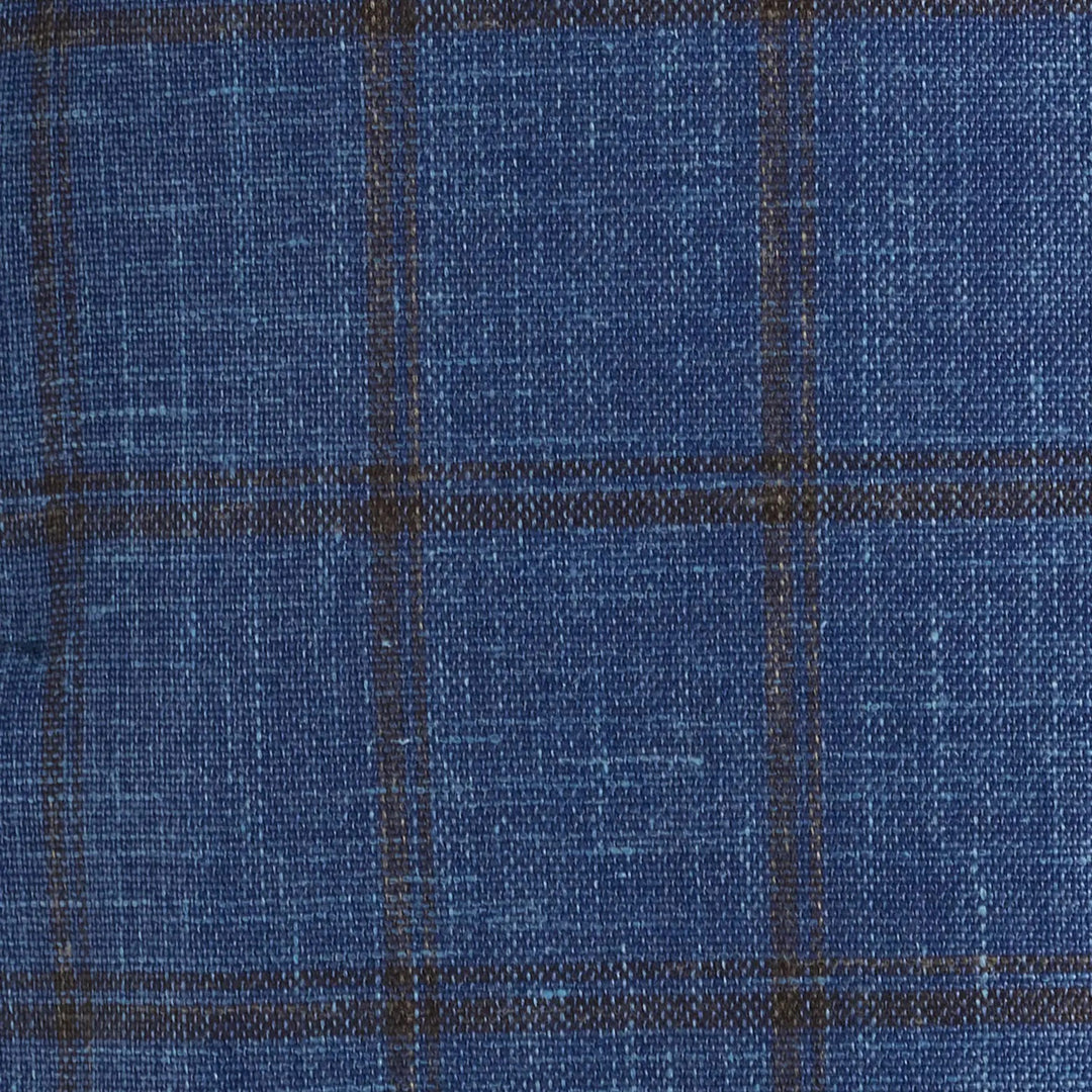Blue & Brown Check Wool/Silk/Linen Hampton Contemporary Fit Sport Jacket - Jack Victor