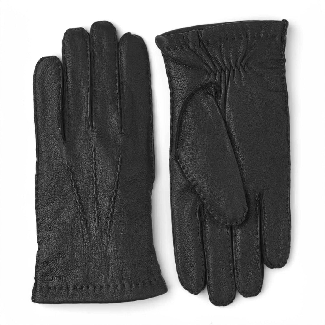 Black Matthew Deerskin Leather Wool-Lined Gloves - Hestra