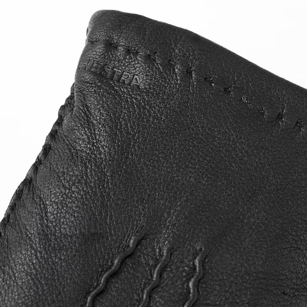 Black Matthew Deerskin Leather Wool-Lined Gloves - Hestra - Boutique Jacques International