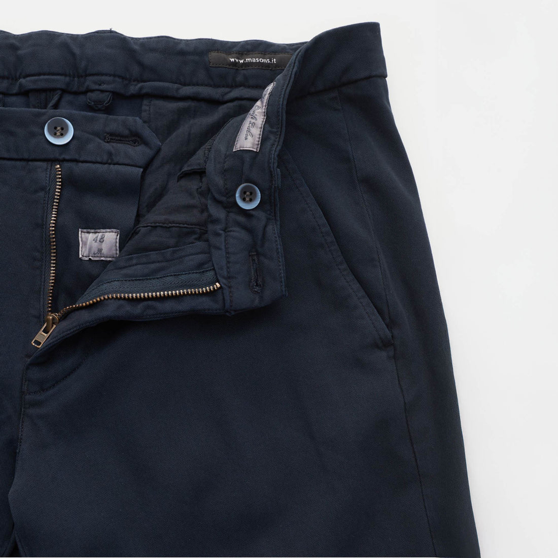 Navy Blue Twill Stretch Slim Fit Chino - Mason's