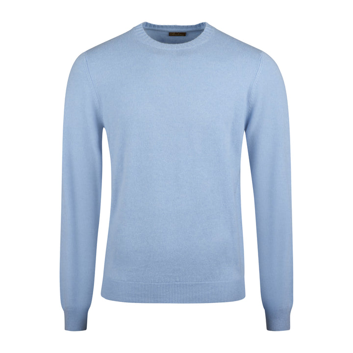 Light Blue Cashmere Knit Crew Neck Sweater - Stenströms