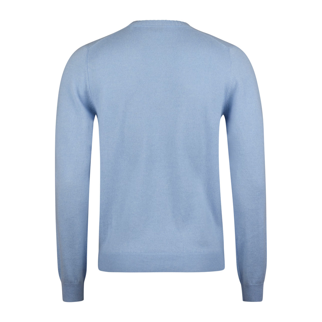 Light Blue Cashmere Knit Crew Neck Sweater - Stenströms