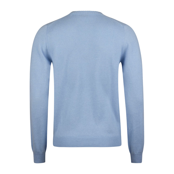 Light Blue Cashmere Knit Crew Neck Sweater - Stenströms