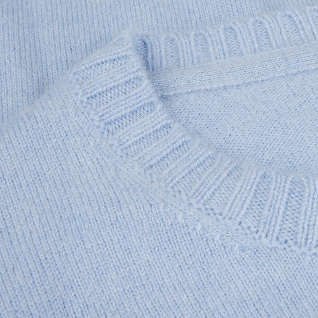 Light Blue Cashmere Knit Crew Neck Sweater - Stenströms