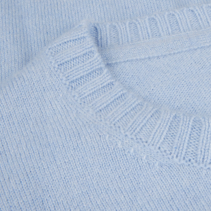 Light Blue Cashmere Knit Crew Neck Sweater - Stenströms
