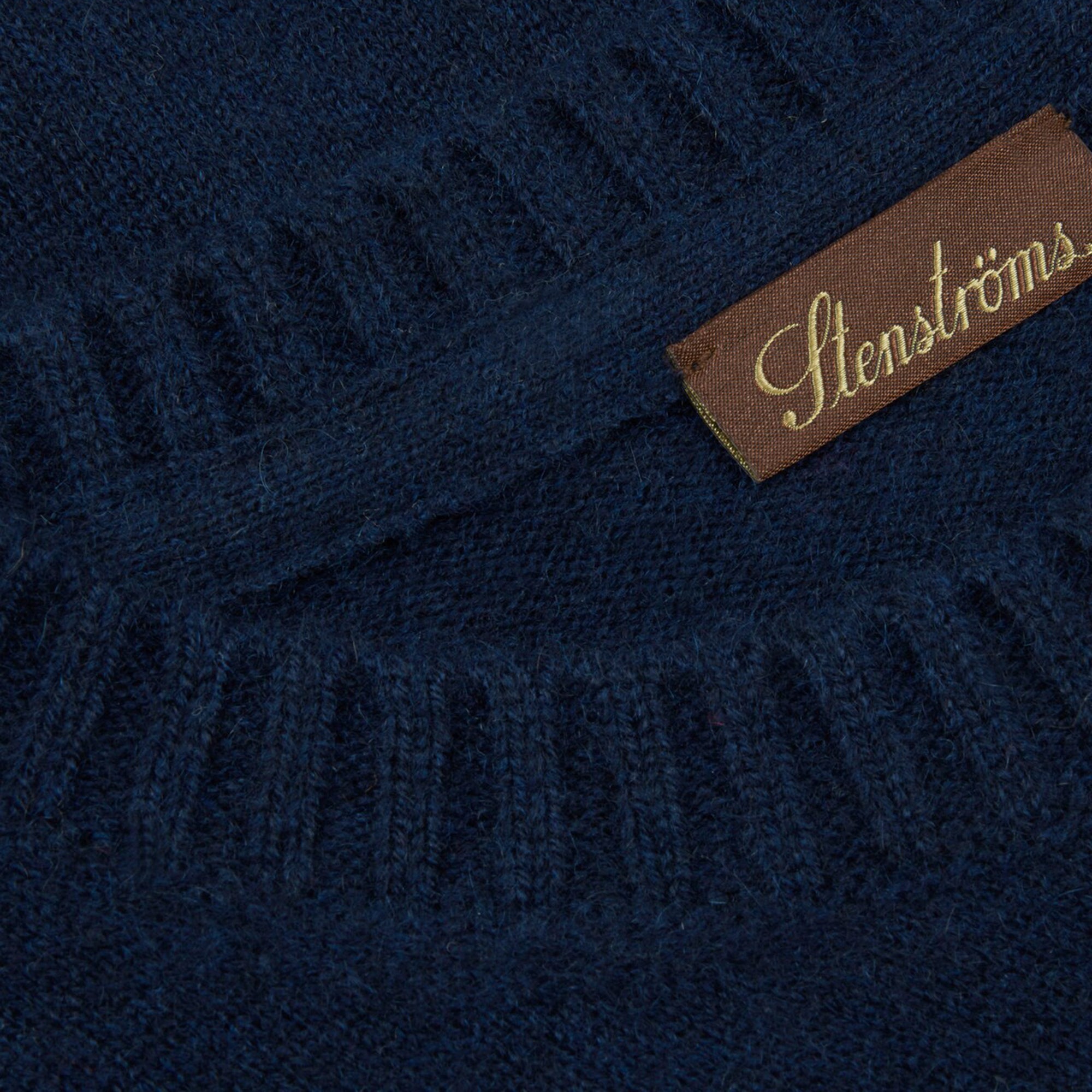 Dark Blue Cashmere Knit Crew Neck Sweater - Stenströms