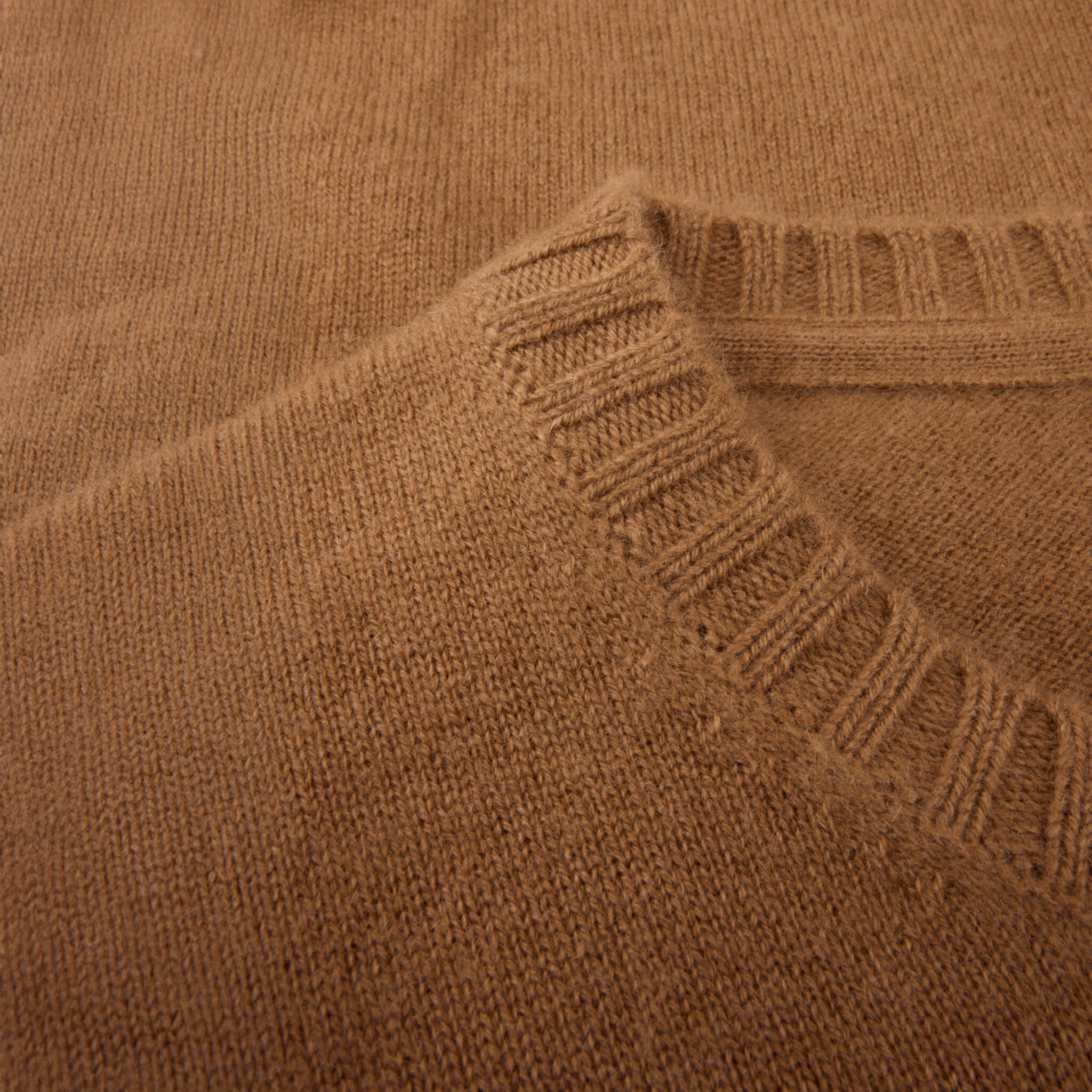 Vicuna Brown Cashmere Knit Crew Neck Sweater - Stenströms