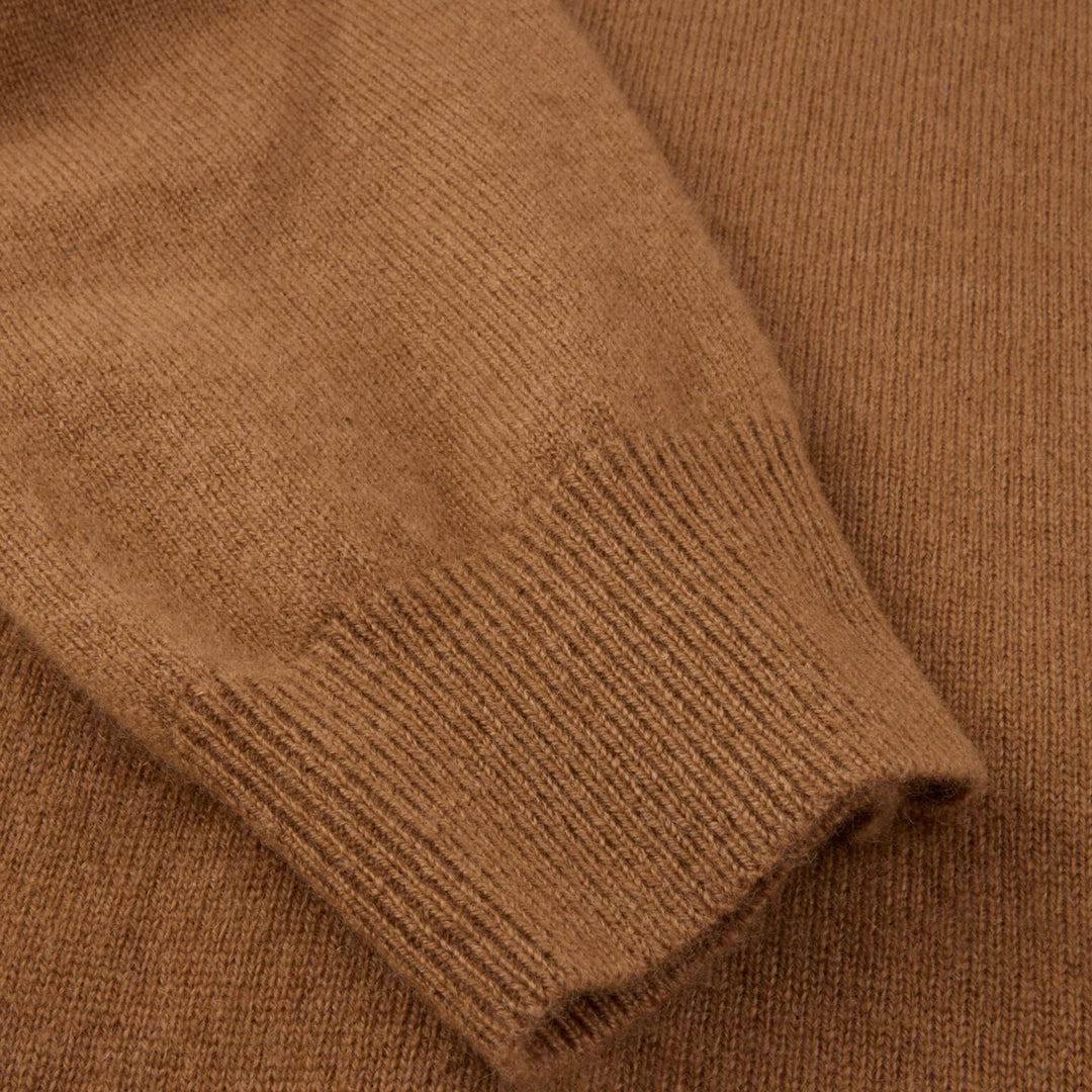 Vicuna Brown Cashmere Knit Crew Neck Sweater - Stenströms