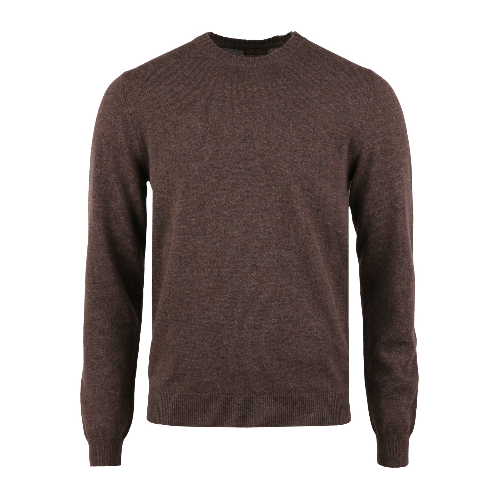 Chocolate Brown Cashmere Knit Crew Neck Sweater - Stenströms
