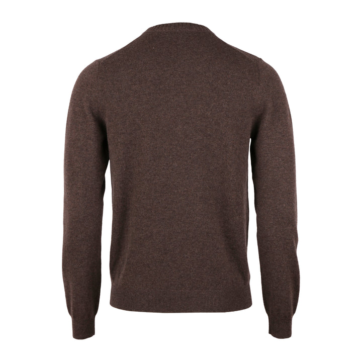 Chocolate Brown Cashmere Knit Crew Neck Sweater - Stenströms