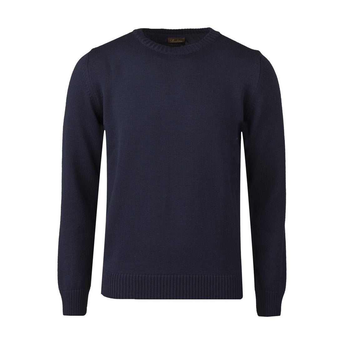 Navy Blue Chunky Merino Crew Neck Sweater - Stenströms