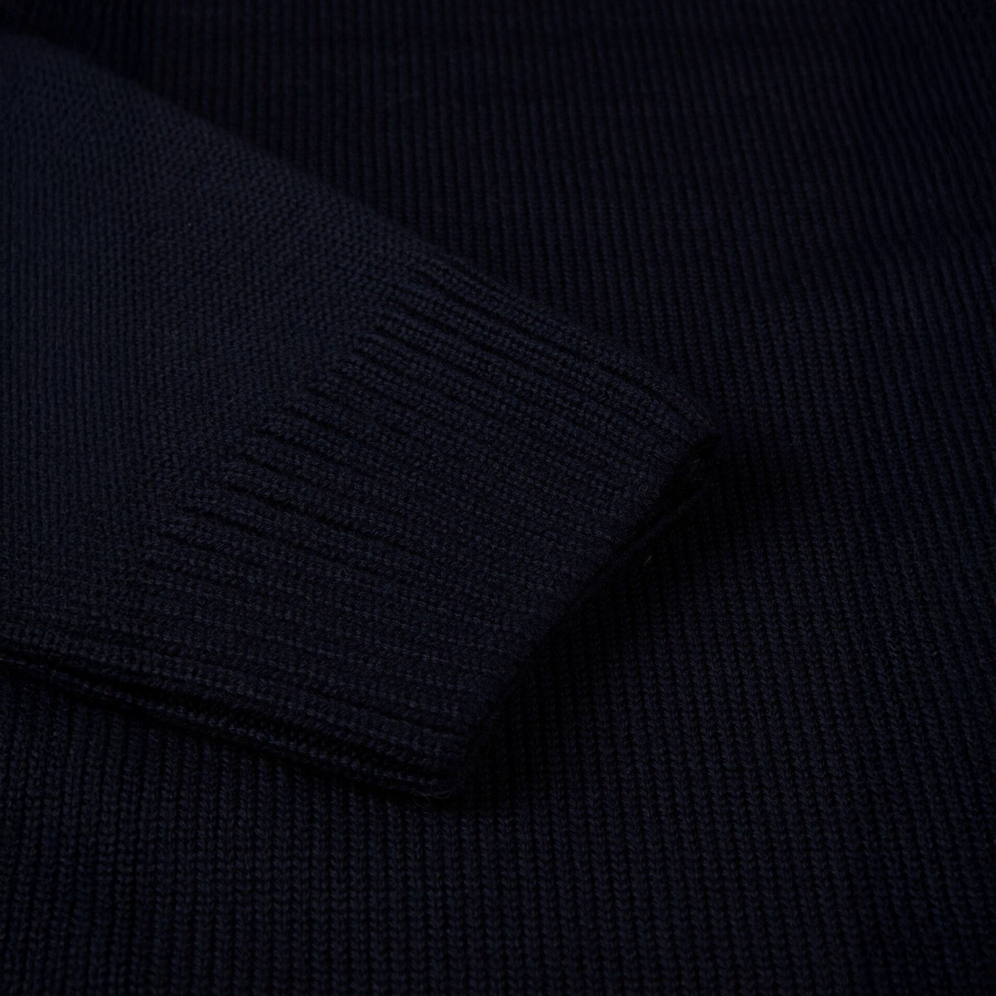 Navy Blue Chunky Merino Crew Neck Sweater - Stenströms