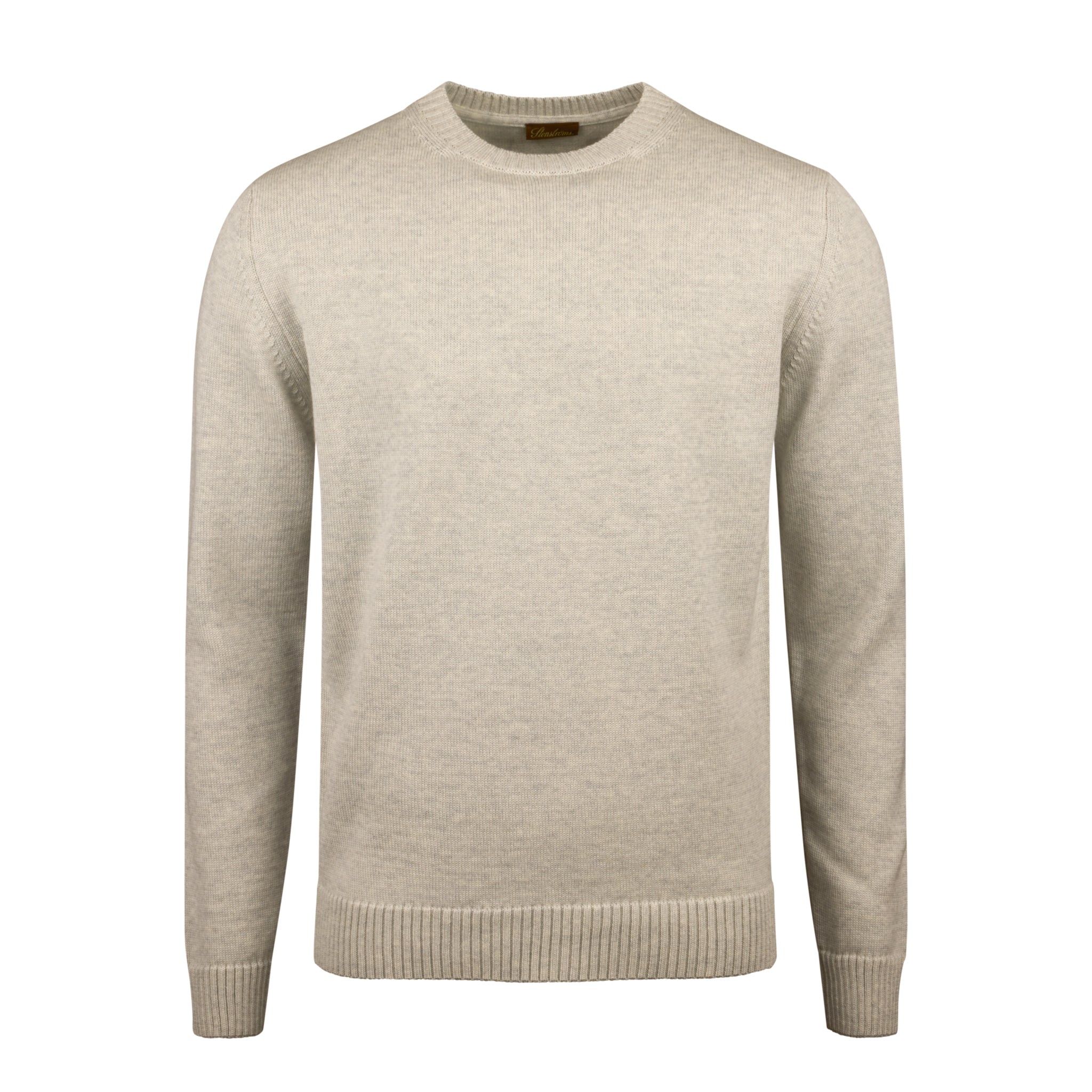 Gray & Oatmeal Mélange Chunky Merino Crew Neck Sweater - Stenströms