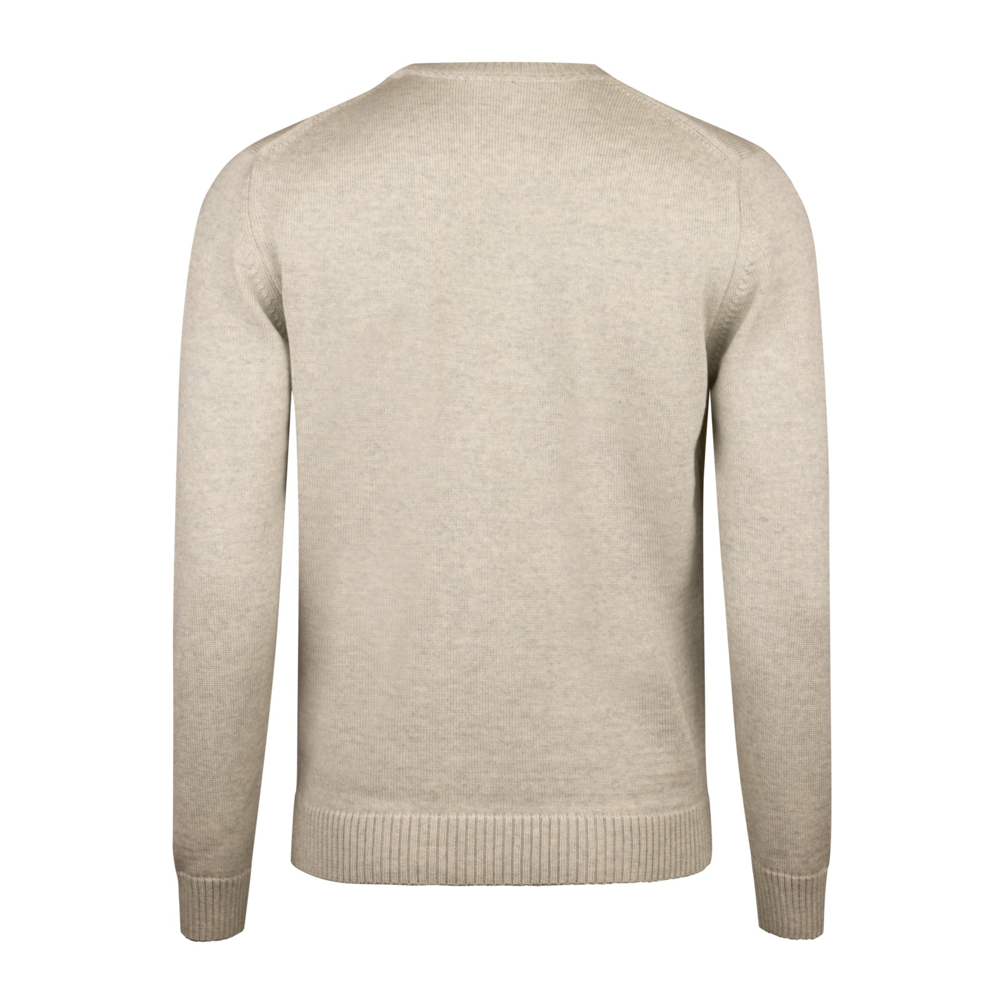 Gray & Oatmeal Mélange Chunky Merino Crew Neck Sweater - Stenströms