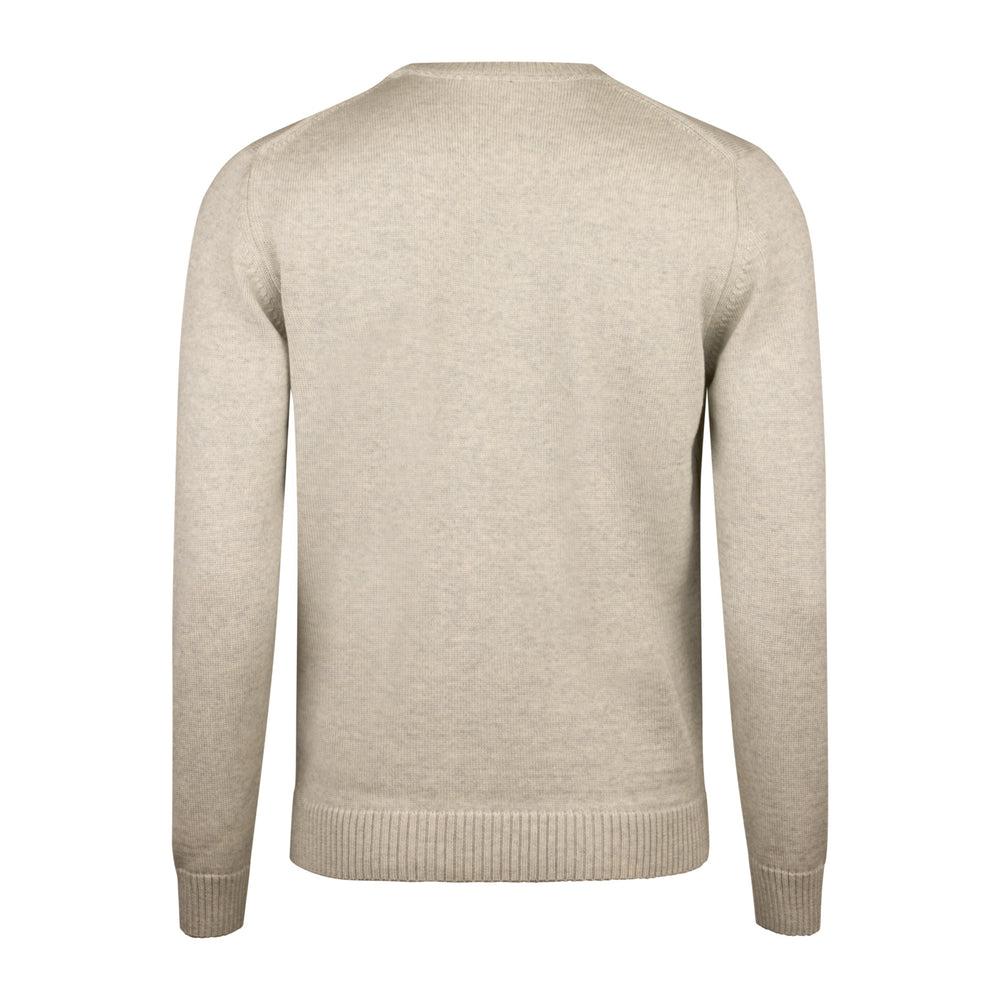 Gray & Oatmeal Mélange Chunky Merino Crew Neck Sweater - Stenströms