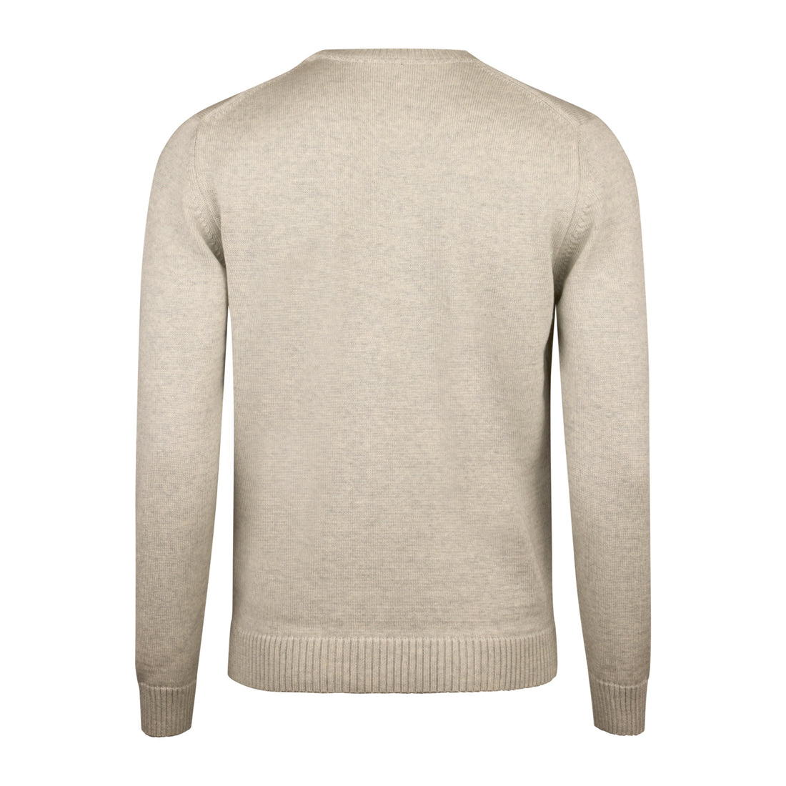 Gray & Oatmeal Mélange Chunky Merino Crew Neck Sweater - Stenströms