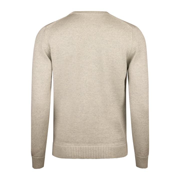 Gray & Oatmeal Mélange Chunky Merino Crew Neck Sweater - Stenströms