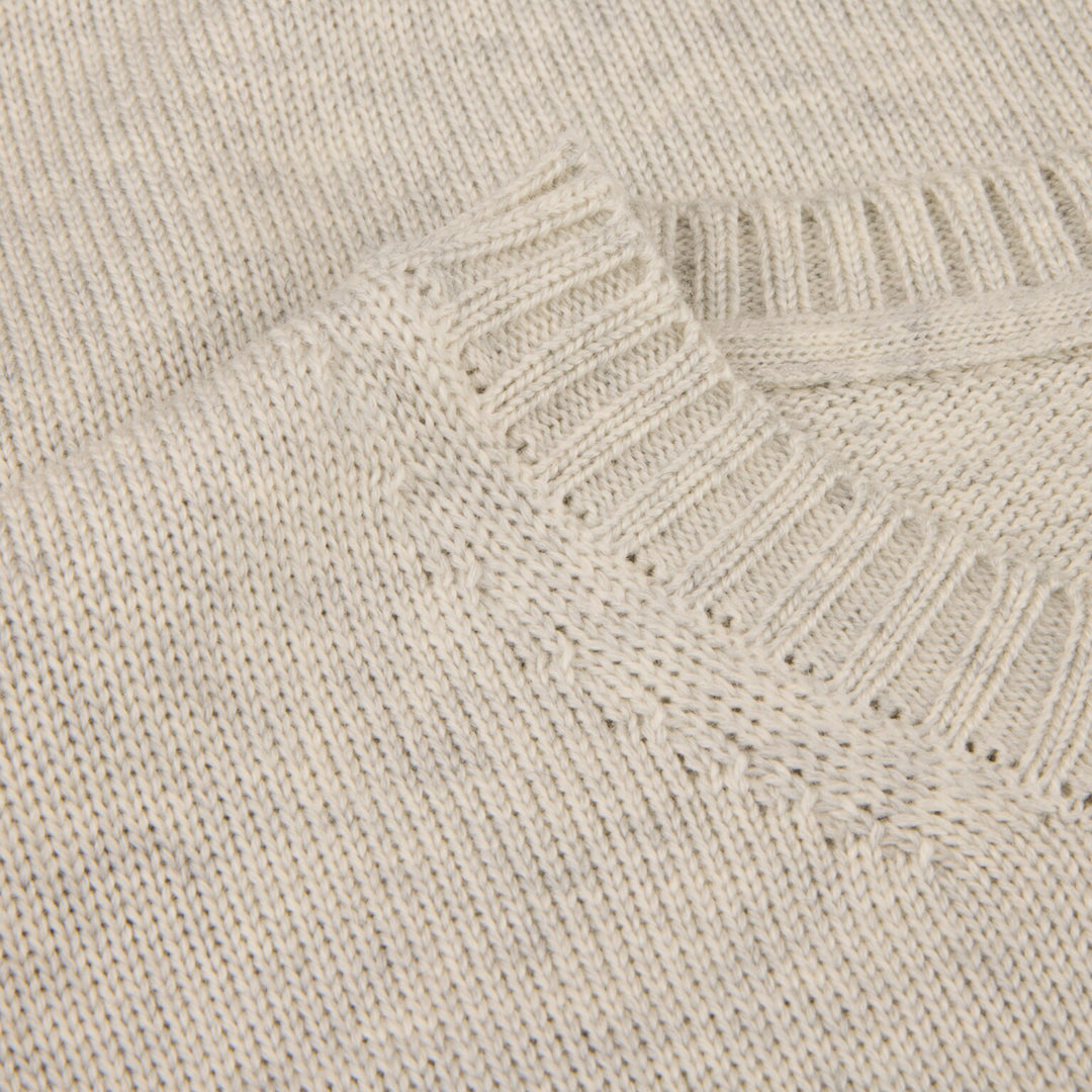 Gray & Oatmeal Mélange Chunky Merino Crew Neck Sweater - Stenströms