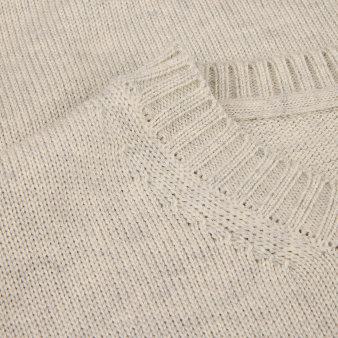 Gray & Oatmeal Mélange Chunky Merino Crew Neck Sweater - Stenströms