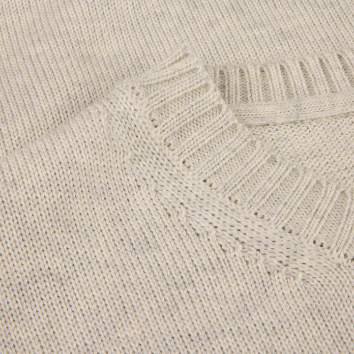 Gray & Oatmeal Mélange Chunky Merino Crew Neck Sweater - Stenströms