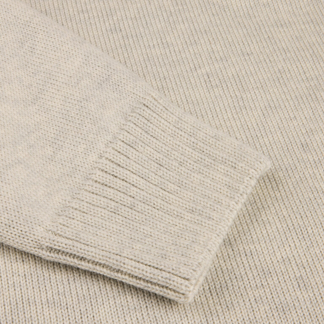 Gray & Oatmeal Mélange Chunky Merino Crew Neck Sweater - Stenströms