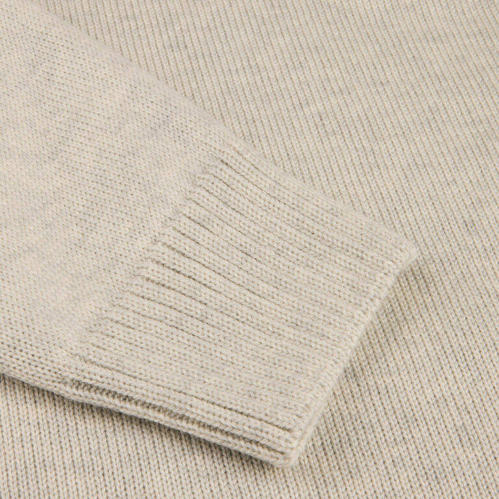 Gray & Oatmeal Mélange Chunky Merino Crew Neck Sweater - Stenströms